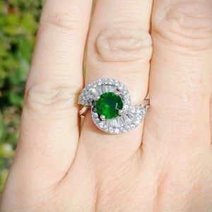 Retro Sterling Silver Tourmaline & Topaz Ring